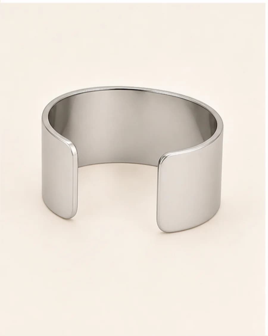 Wide Cuff Bracelet: three-quarter styling view