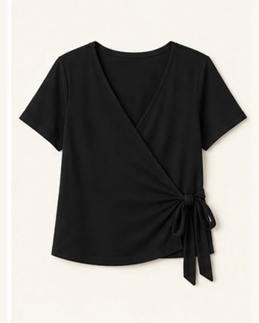 Metro Knit Wrap Blouse: product-only view