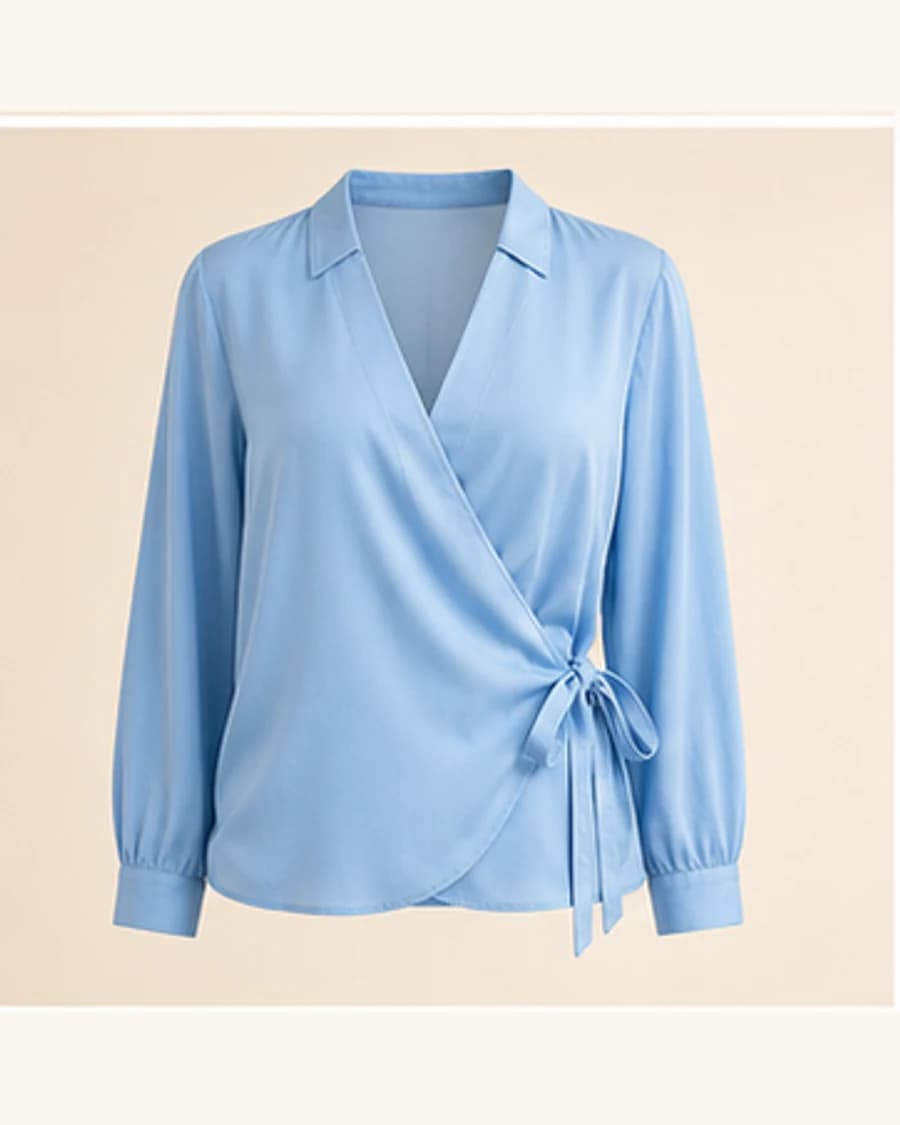 Muse Satin Wrap Blouse: product-only view