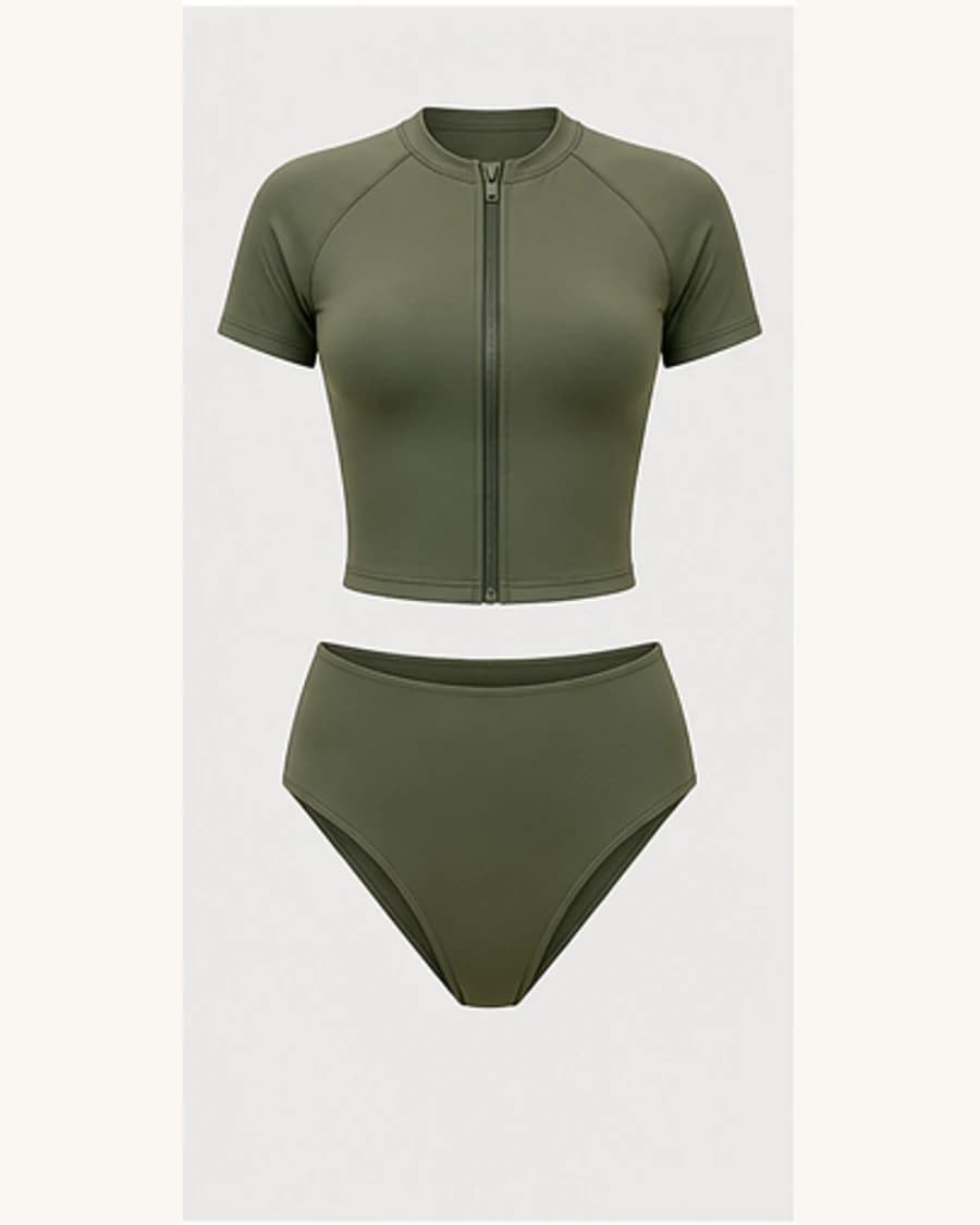 Palm Zip Front Swim Set: product-only view