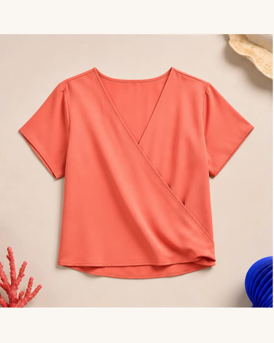 Studio Rib Wrap Blouse: product-only view