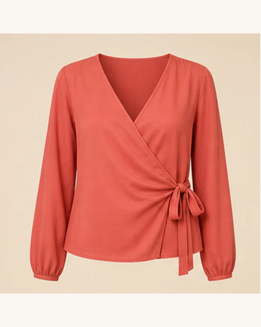 Sunday Soft Wrap Blouse: product-only view