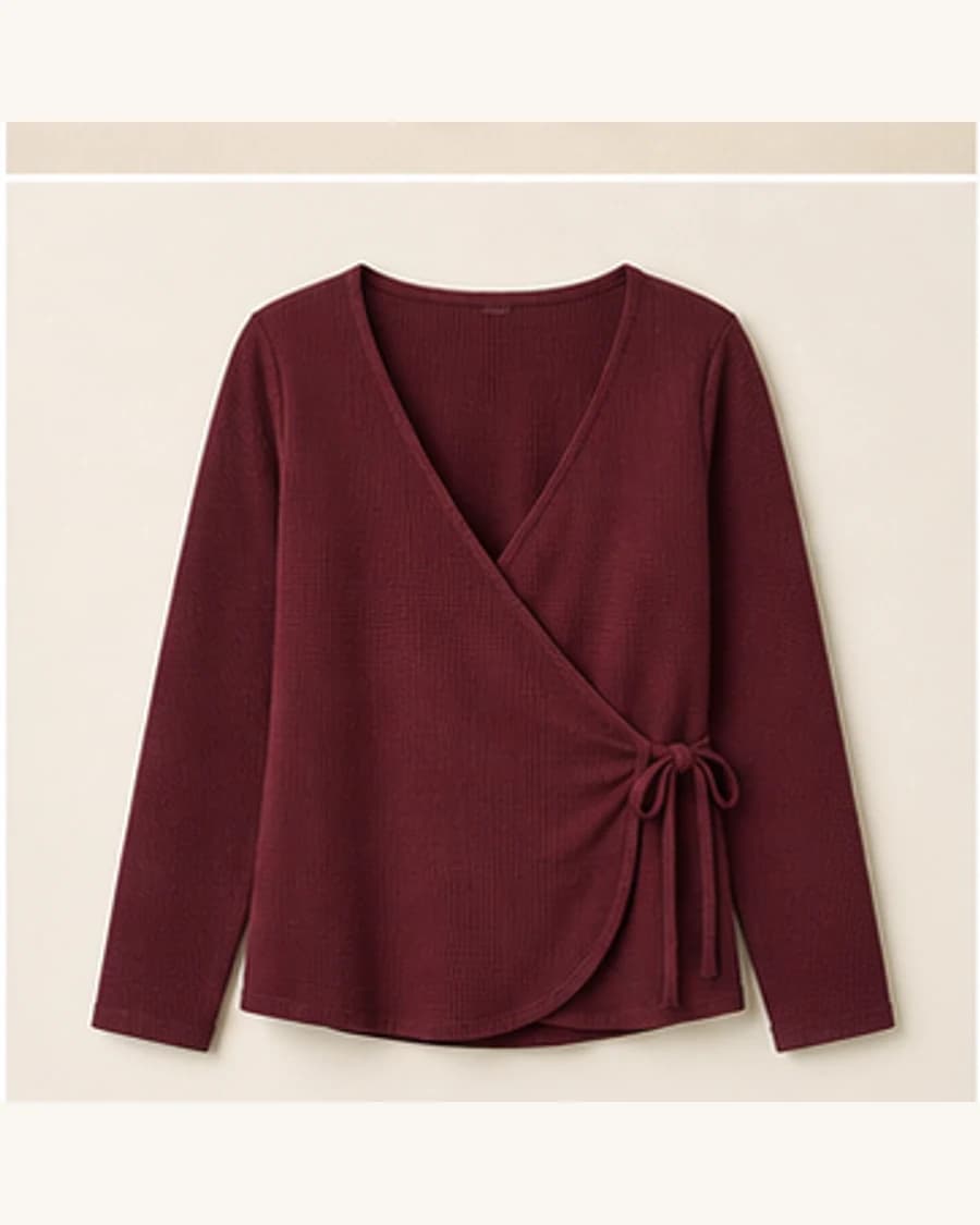 Terrain Textured Wrap Blouse: product-only view